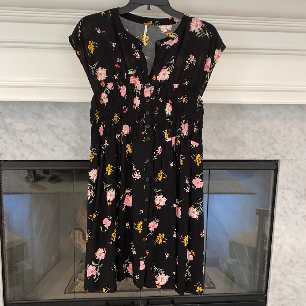 FREE PEOPLE black floral dress
